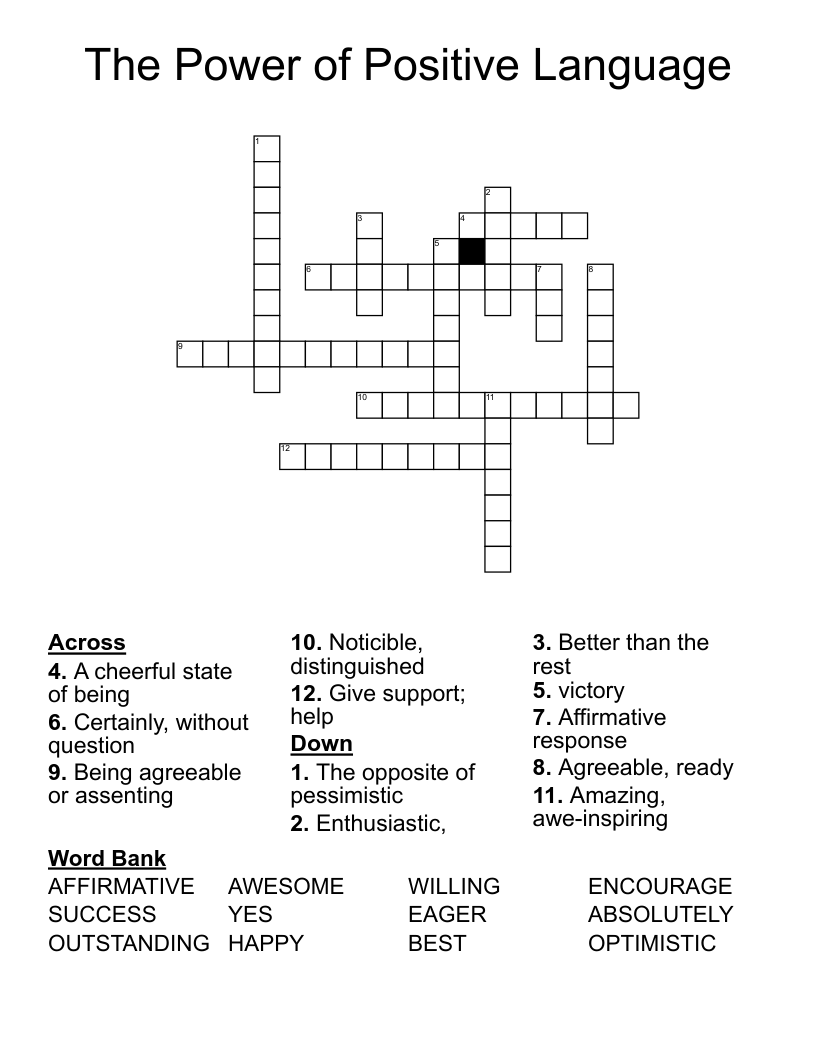 The Power of Positive Language Crossword