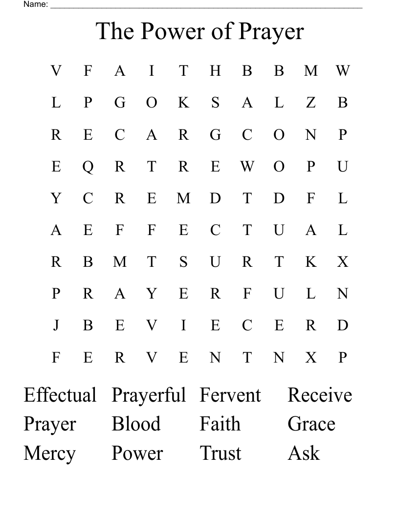 The Power of Prayer Word Search