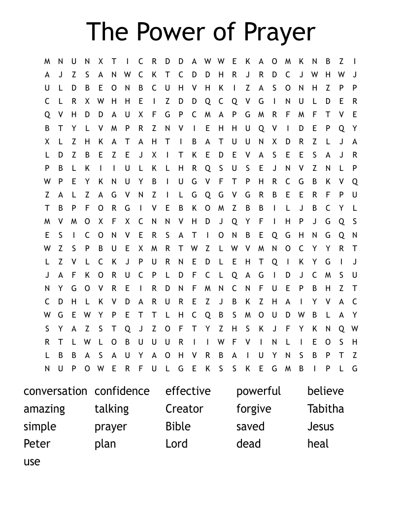 The Power of Prayer Word Search