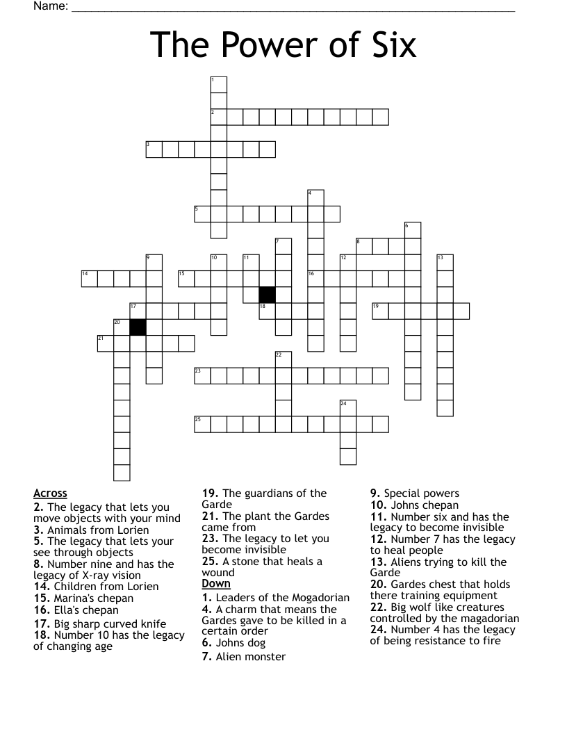 The Power of Six Crossword