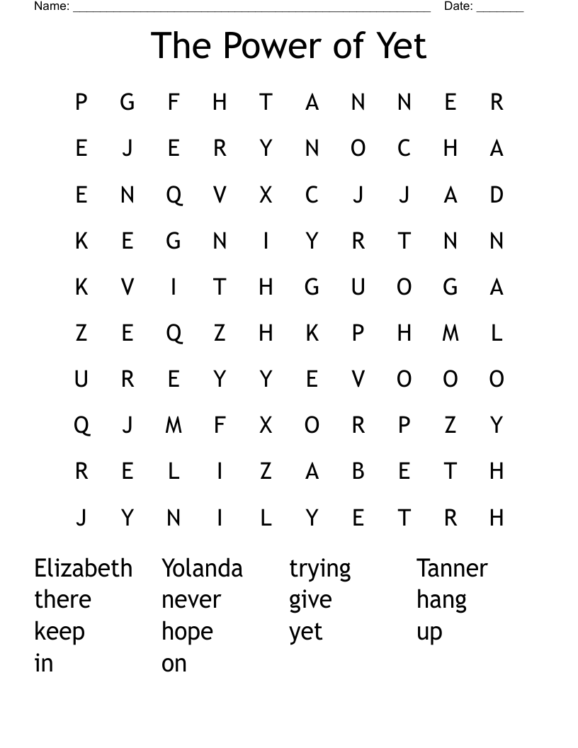 The Power of Yet Word Search