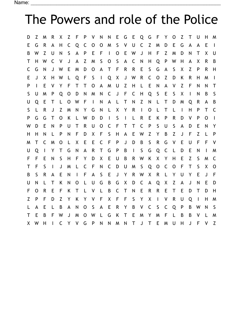 The Powers and role of the Police Word Search