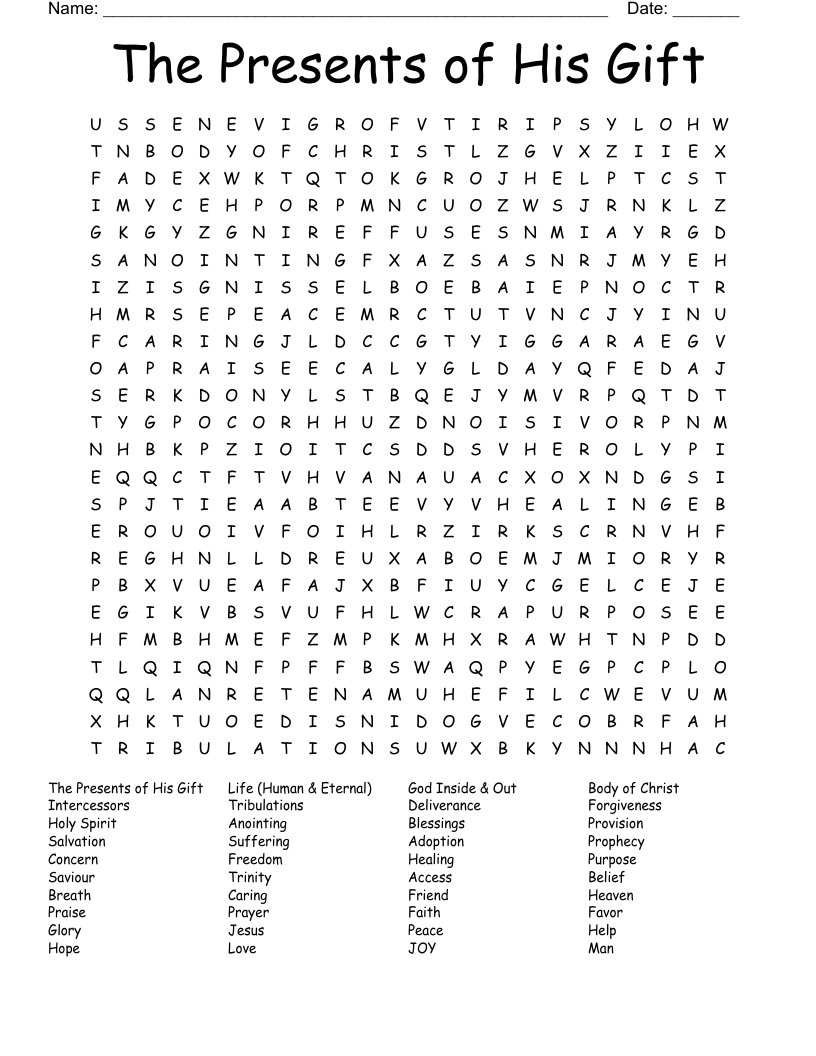 The Presents of His Gift Word Search
