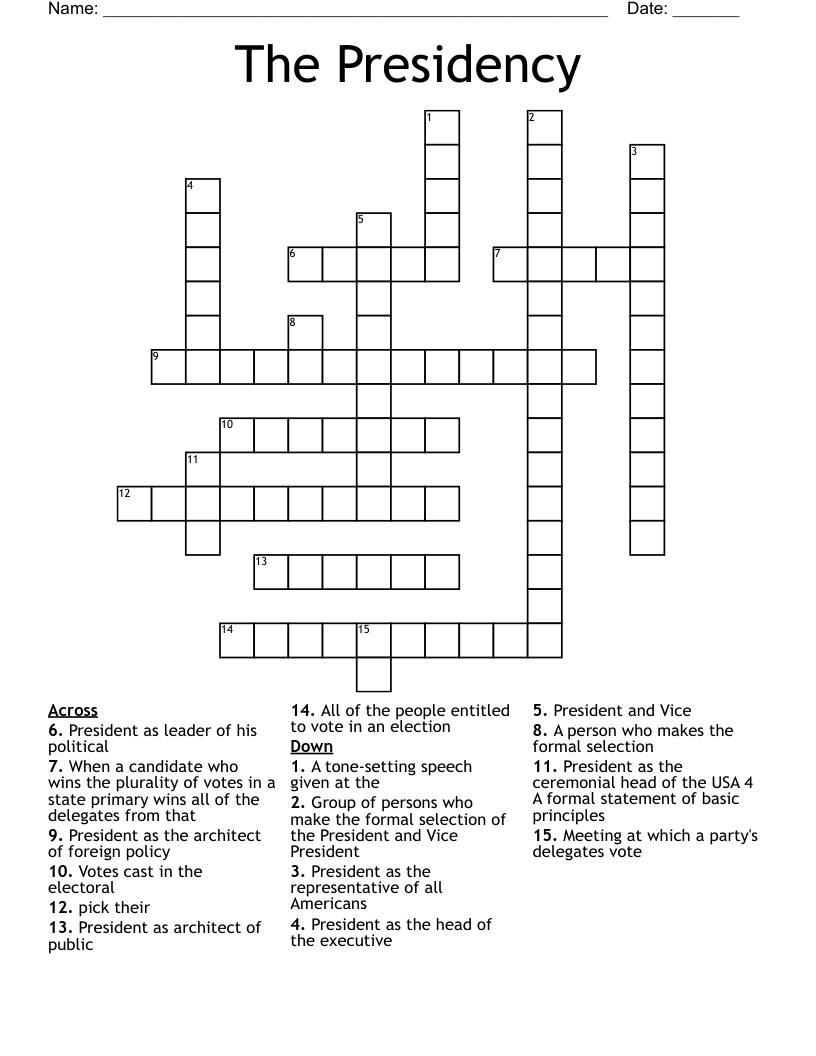 The Presidency Crossword