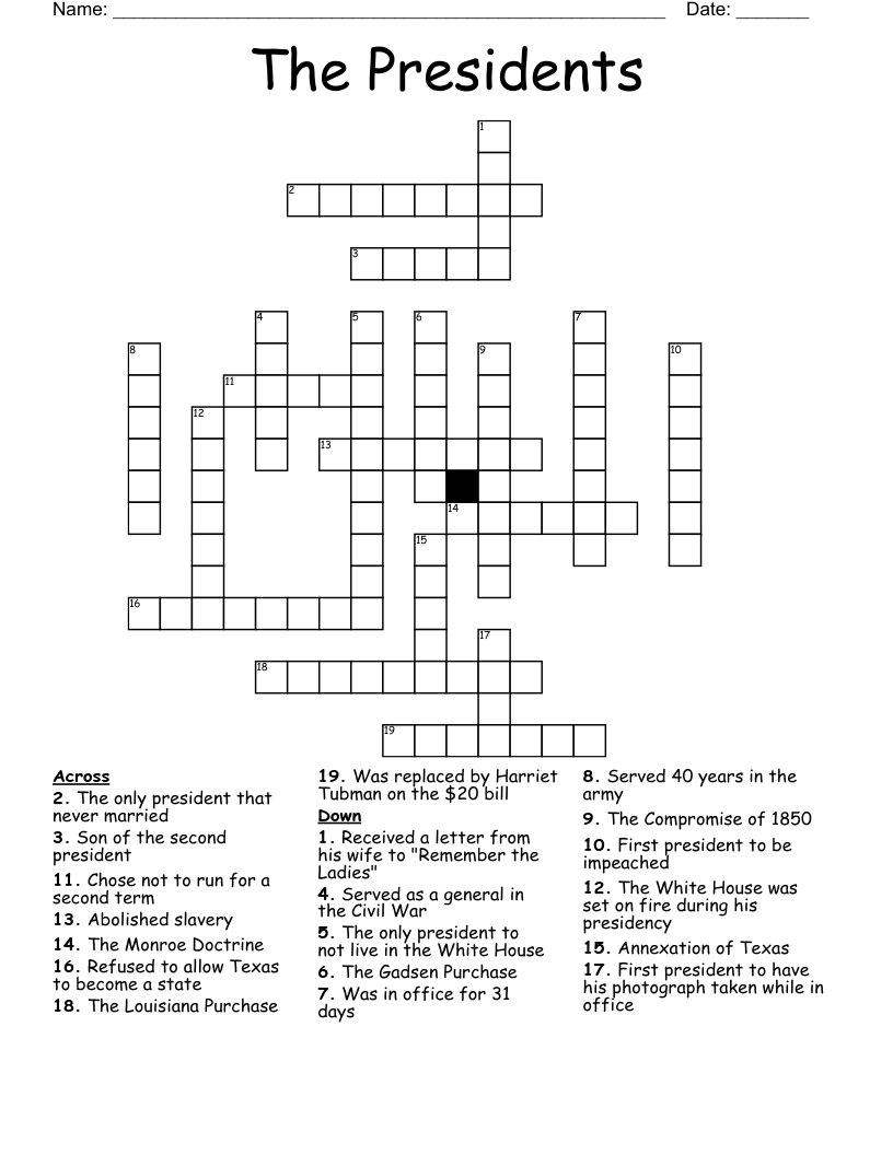 The Presidents Crossword