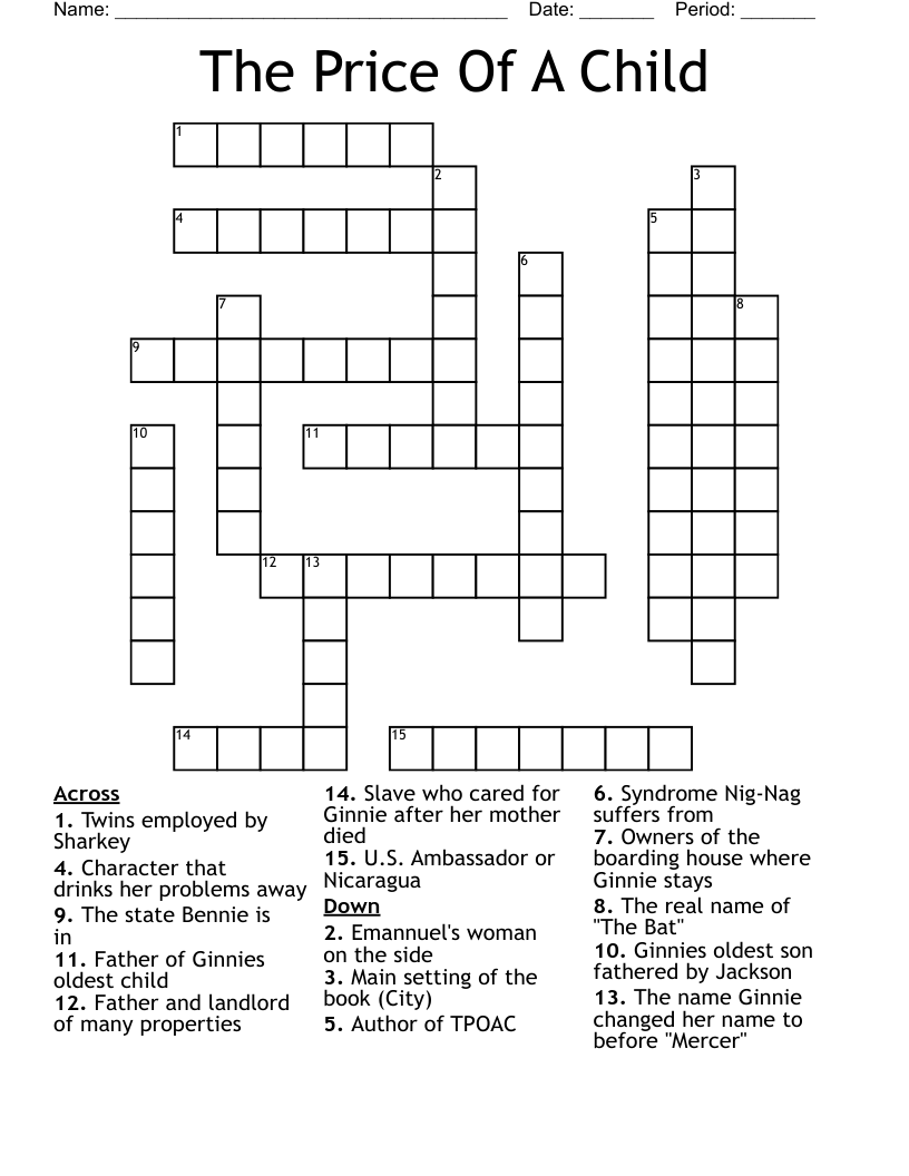 The Price Of A Child Crossword