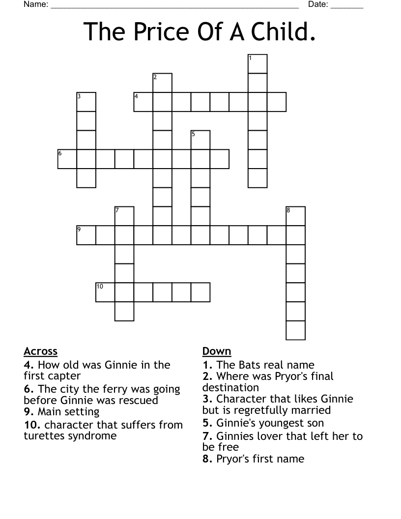 The Price Of A Child. Crossword