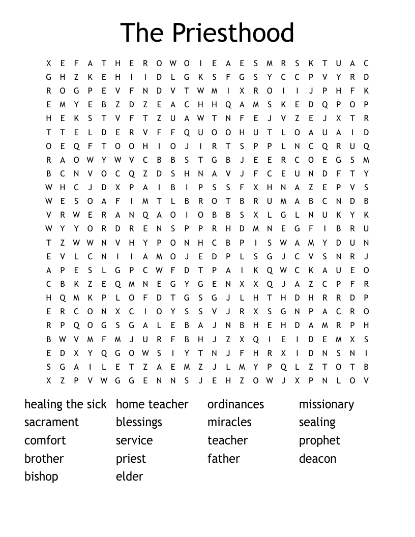 The Priesthood Word Search