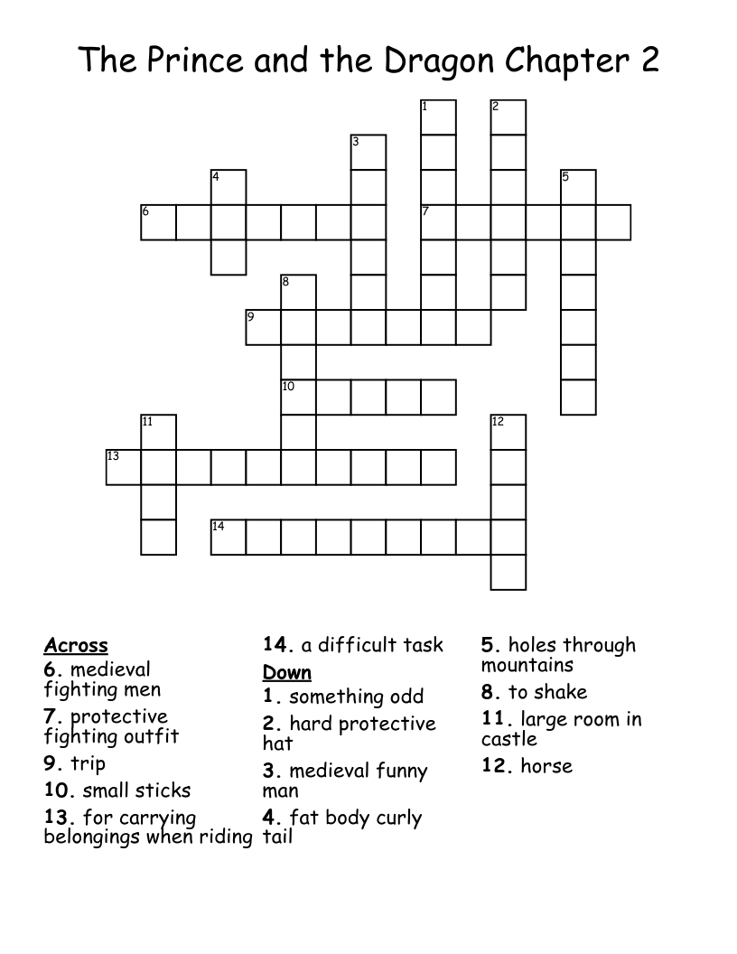 The Prince and the Dragon Chapter 2 Crossword