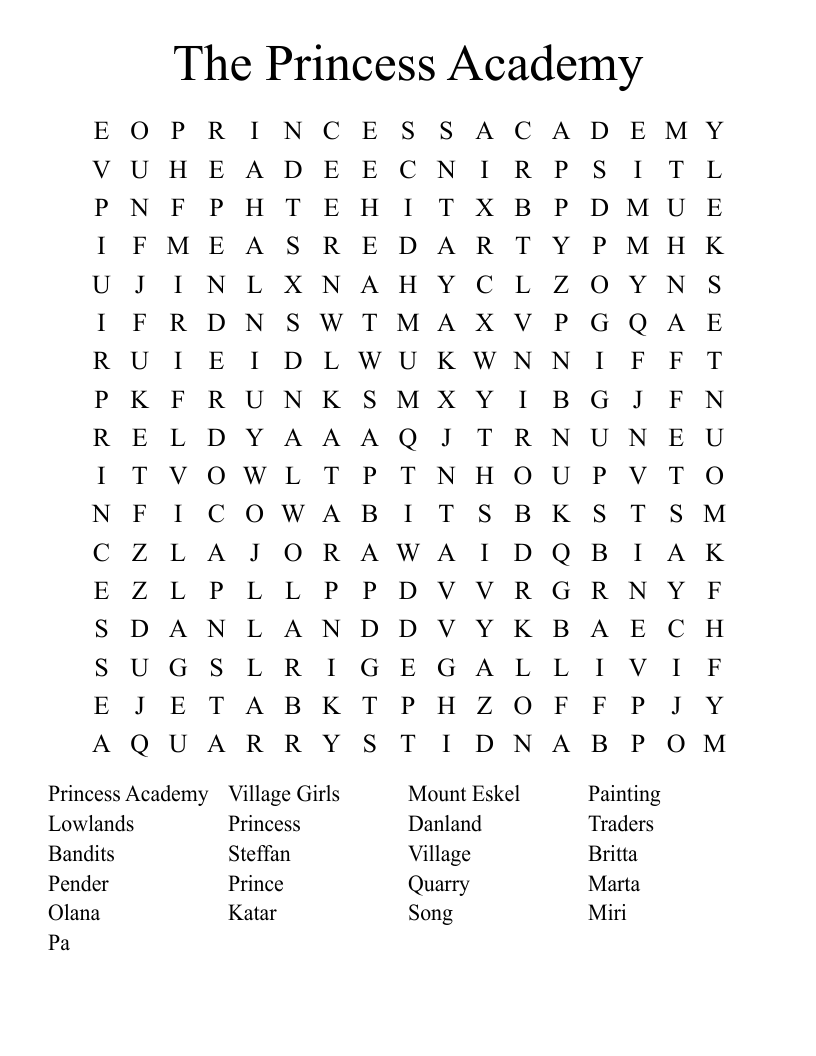 The Princess Academy  Word Search