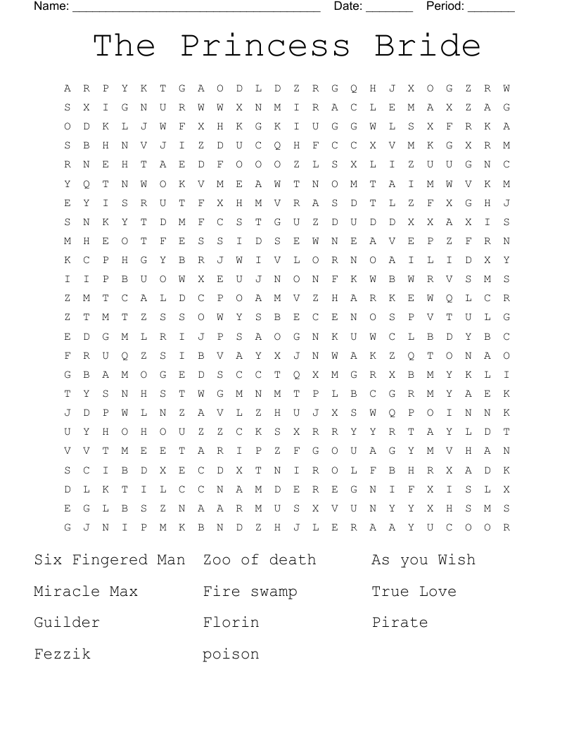 The Princess Bride Word Search