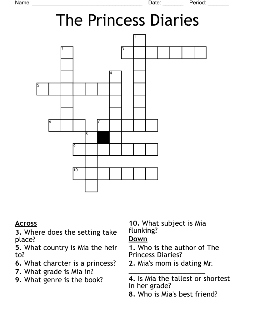 The Princess Diaries Crossword