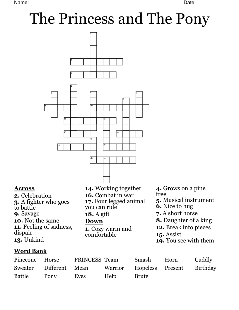 The Princess and The Pony Crossword