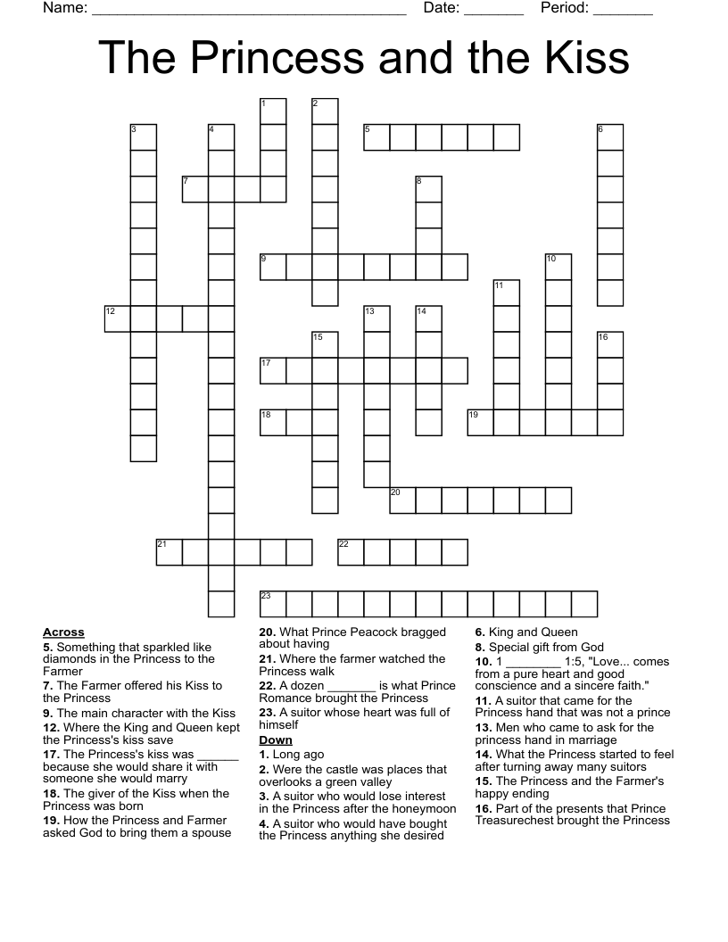The Princess and the Kiss Crossword