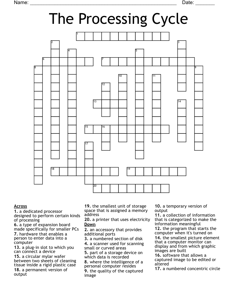 The Processing Cycle Crossword
