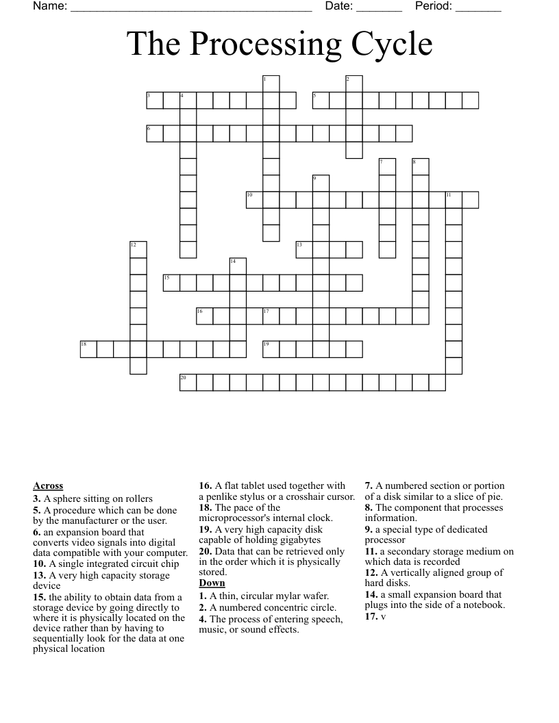 The Processing Cycle Crossword