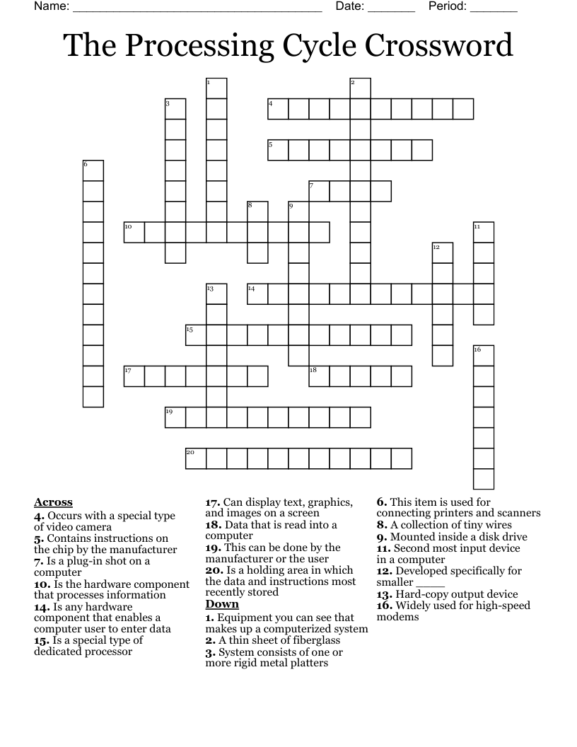 The Processing Cycle Crossword 