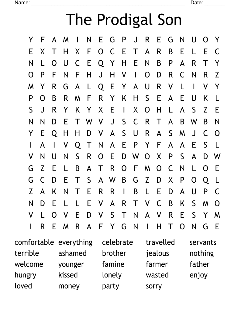 The Prodigal Son Word Search