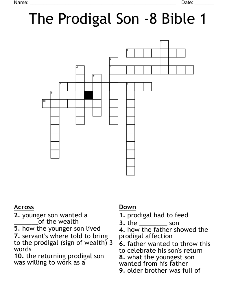 The Prodigal Son -8 Bible 1 Crossword