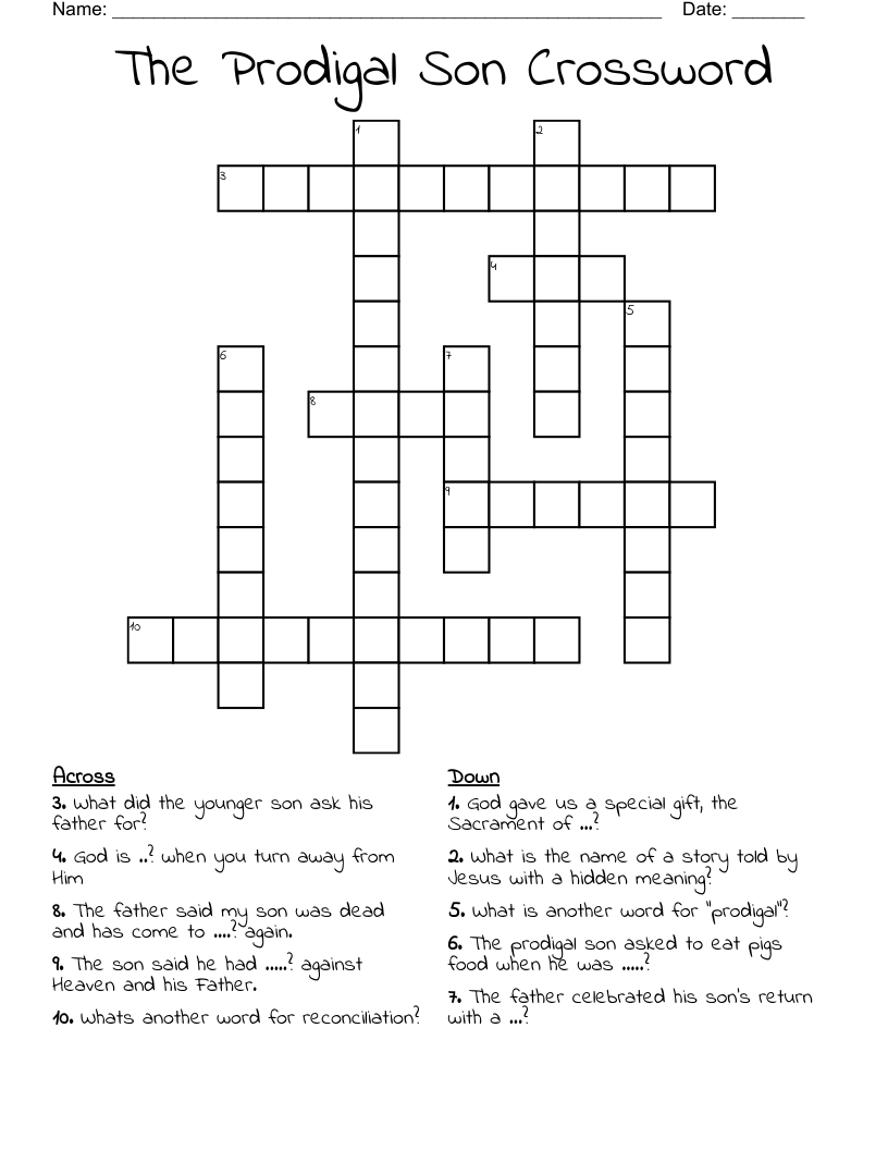 The Prodigal Son Crossword