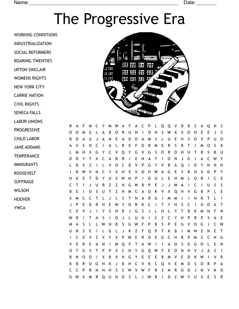 The Progressive Era Word Search