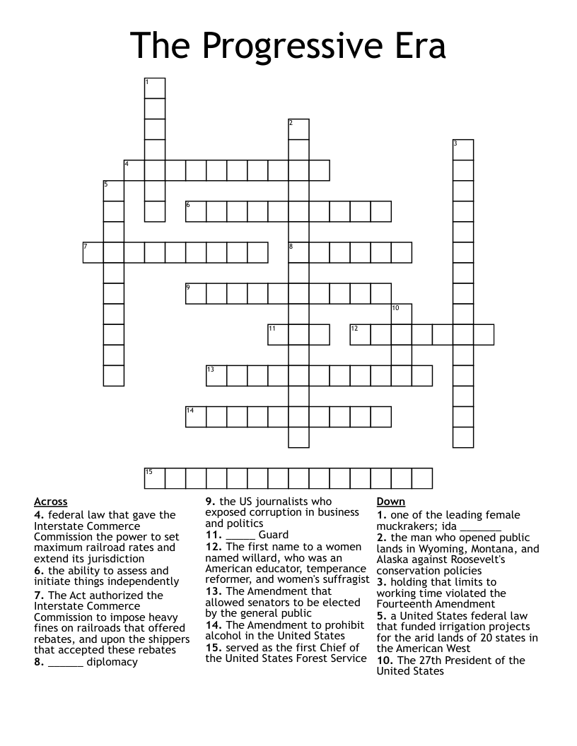 The Progressive Era Crossword