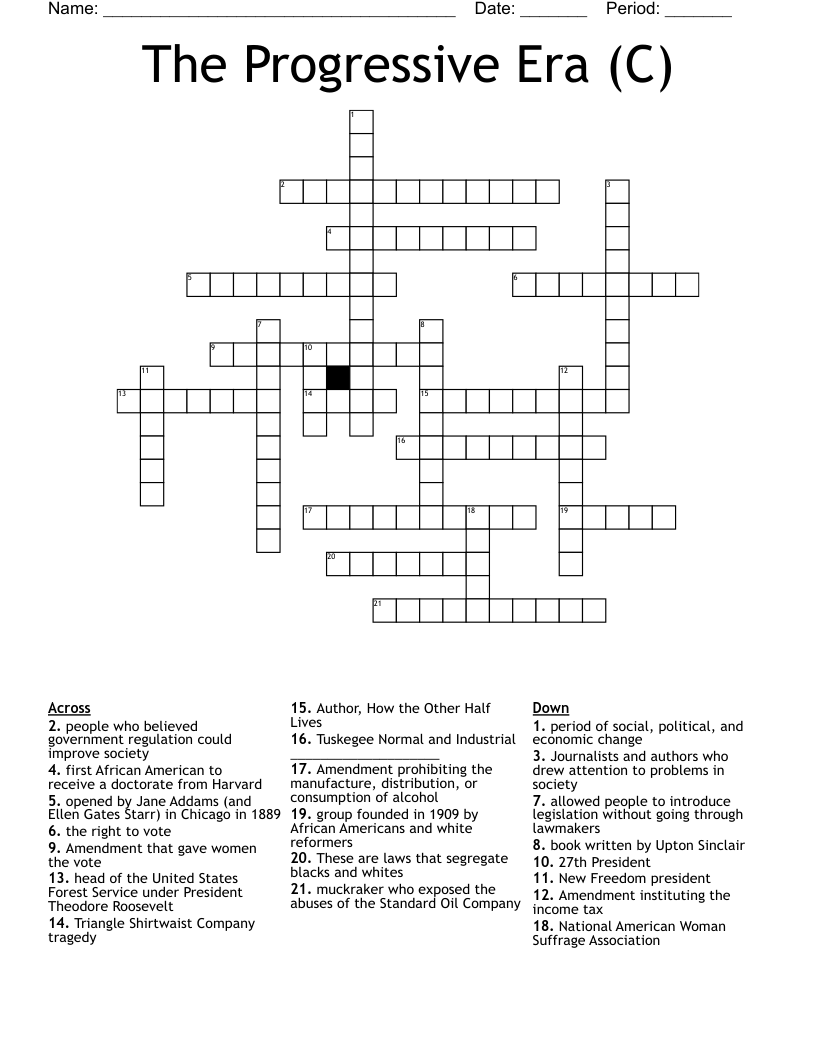 The Progressive Era (C) Crossword