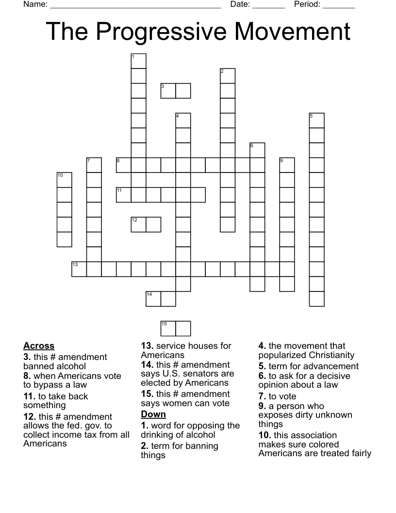 The Progressive Movement Crossword