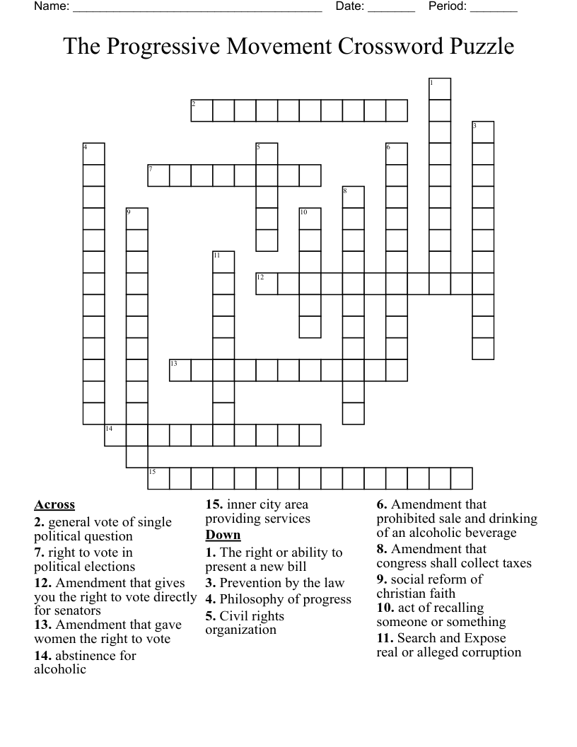 The Progressive Movement Crossword Puzzle 