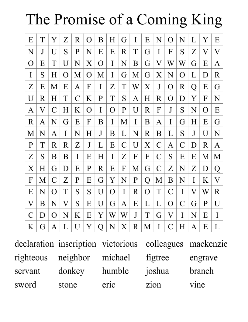 The Promise of a Coming King Word Search