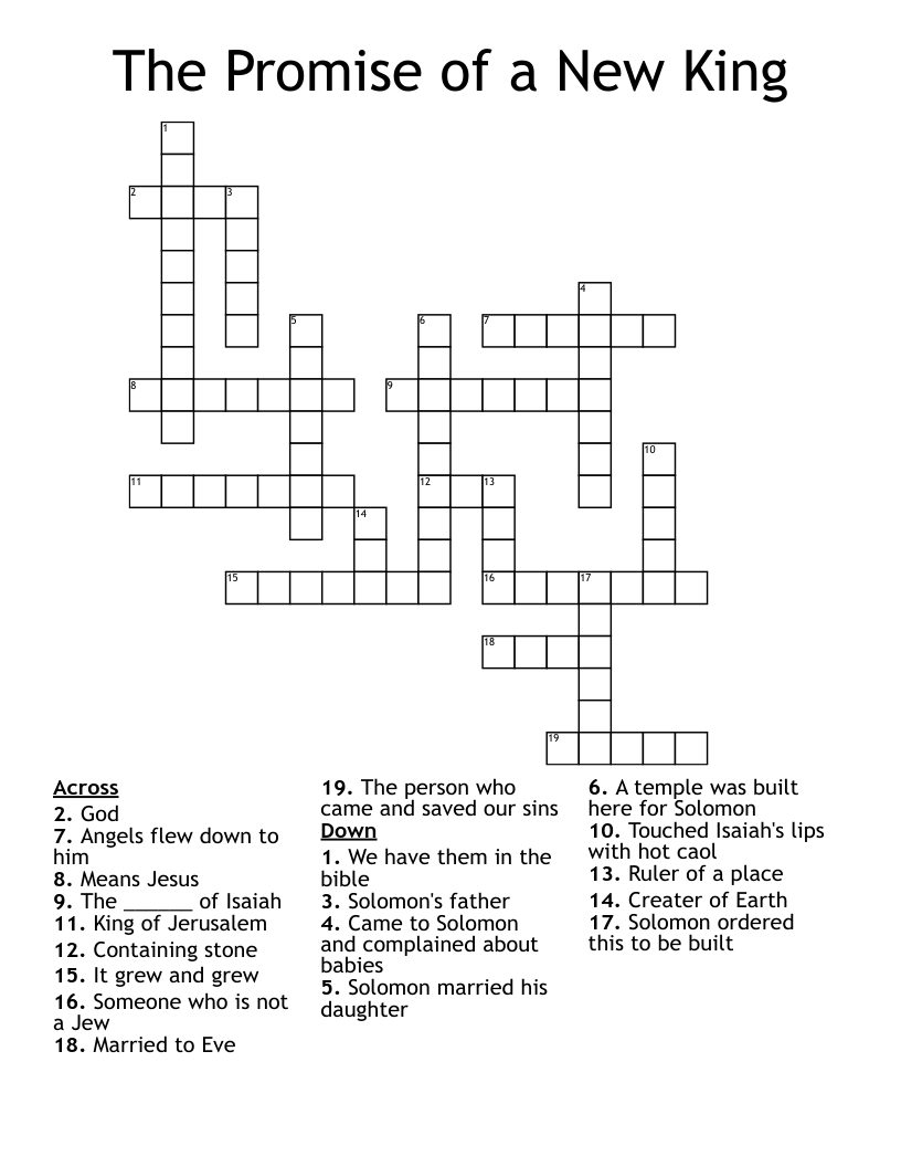 The Promise of a New King Crossword