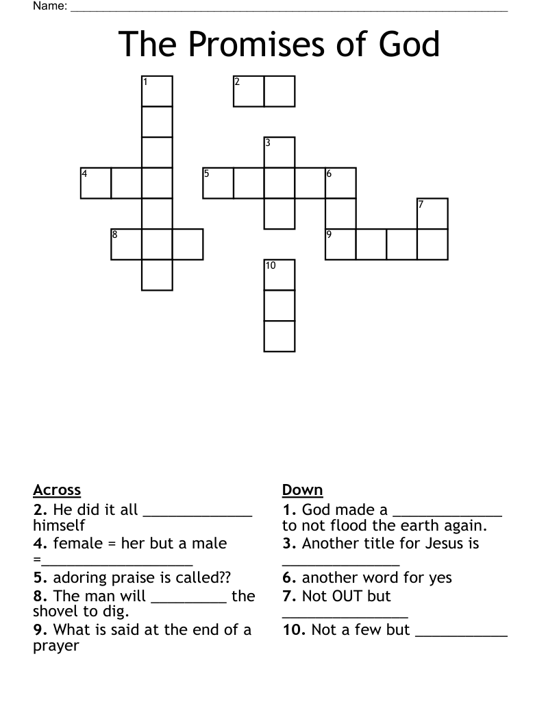 The Promises of God Crossword