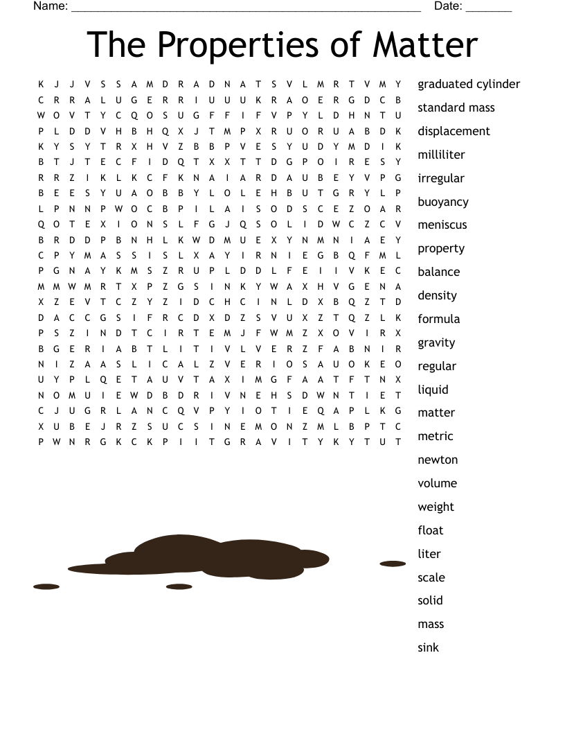 The Properties of Matter Word Search