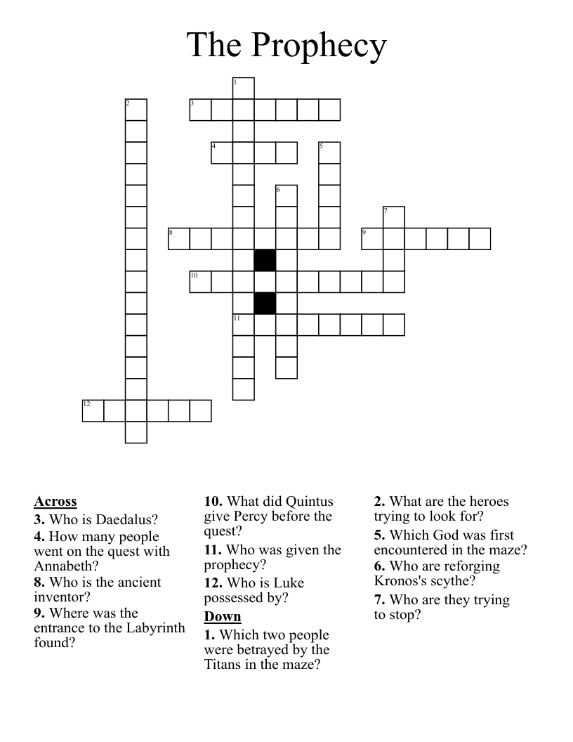 The Prophecy Crossword