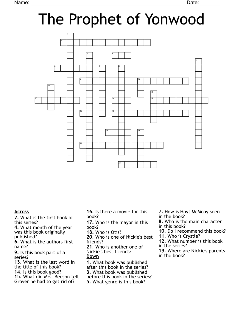 The Prophet of Yonwood Crossword