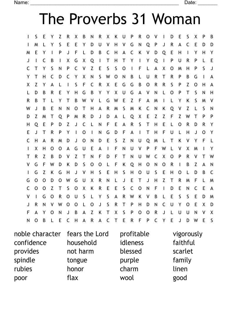 The Proverbs 31 Woman Word Search