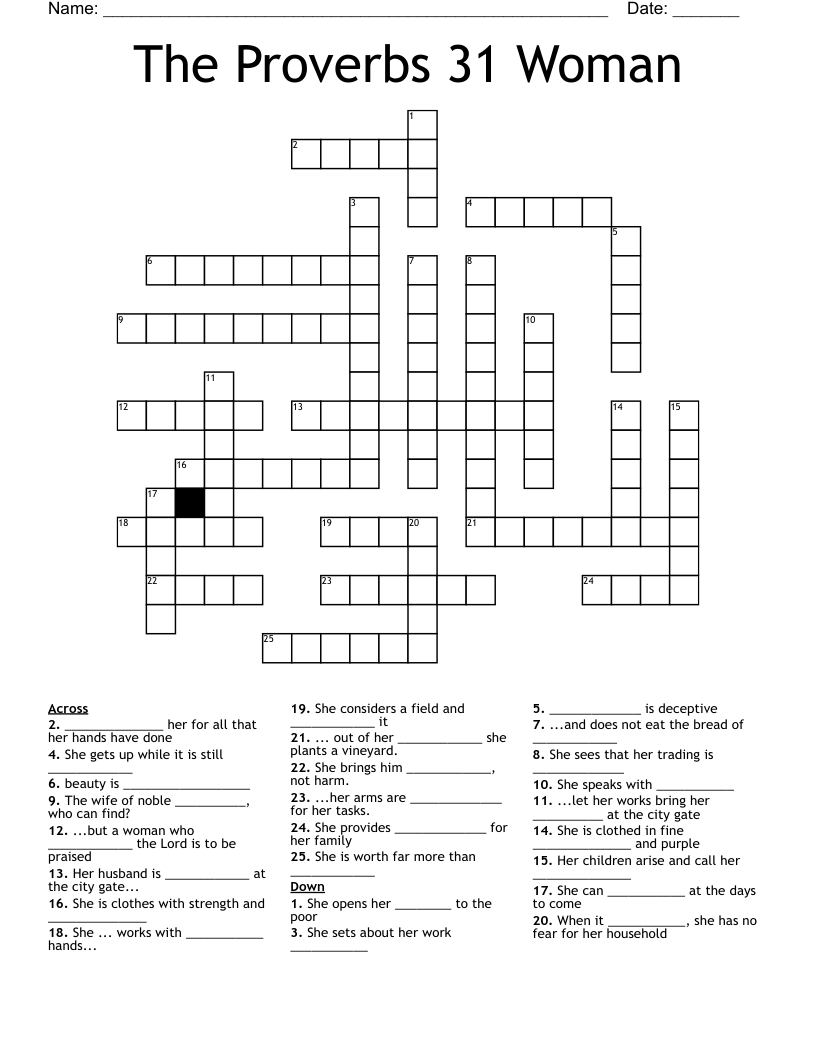 The Proverbs 31 Woman Crossword