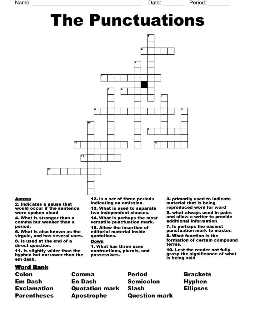 The Punctuations Crossword