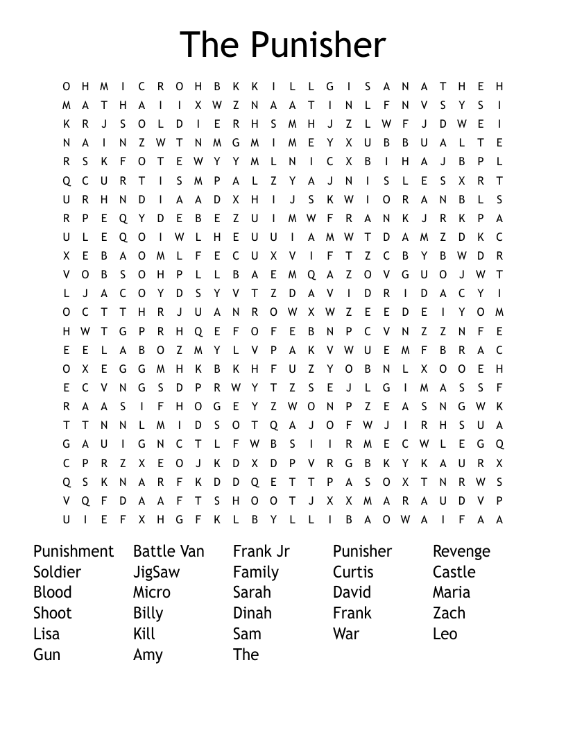 The Punisher Word Search