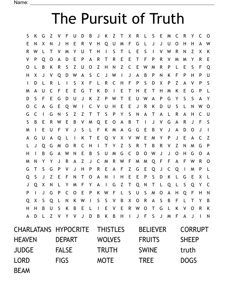 The Pursuit of Truth Word Search