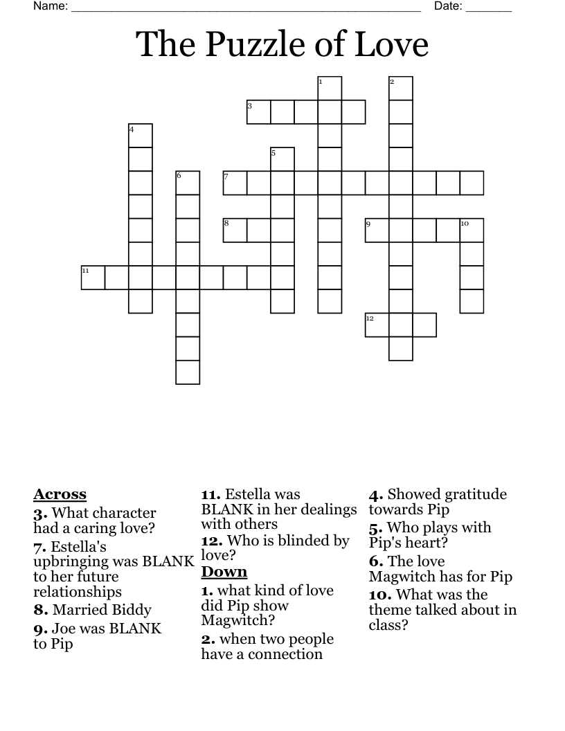 The Puzzle of Love Crossword