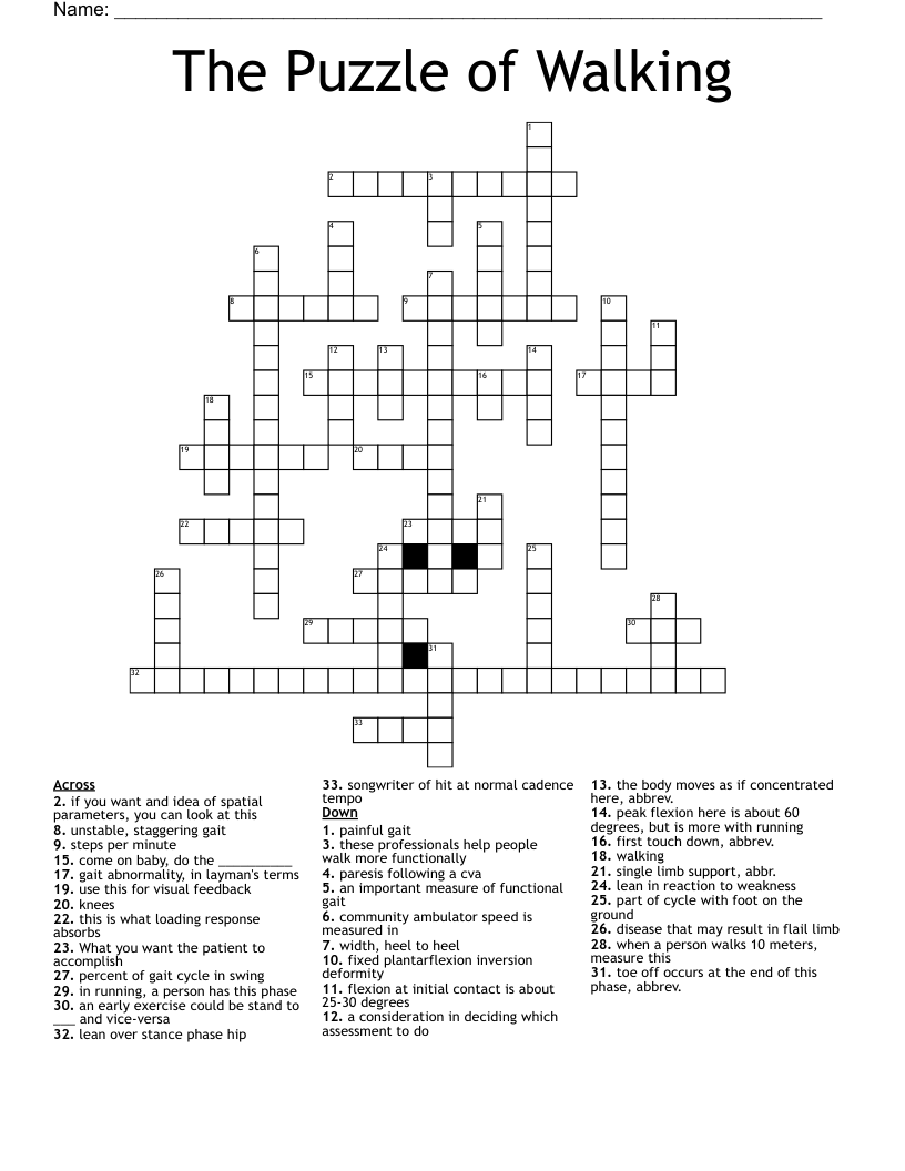 The Puzzle of Walking Crossword