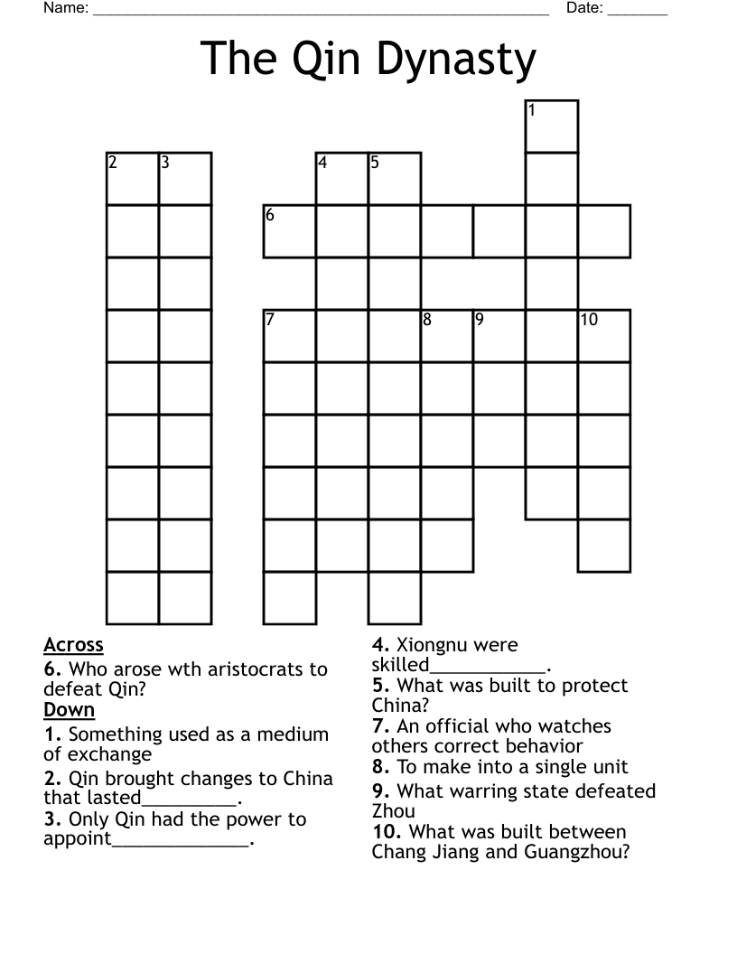 The Qin Dynasty Crossword