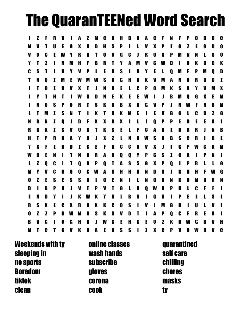 The QuaranTEENed Word Search