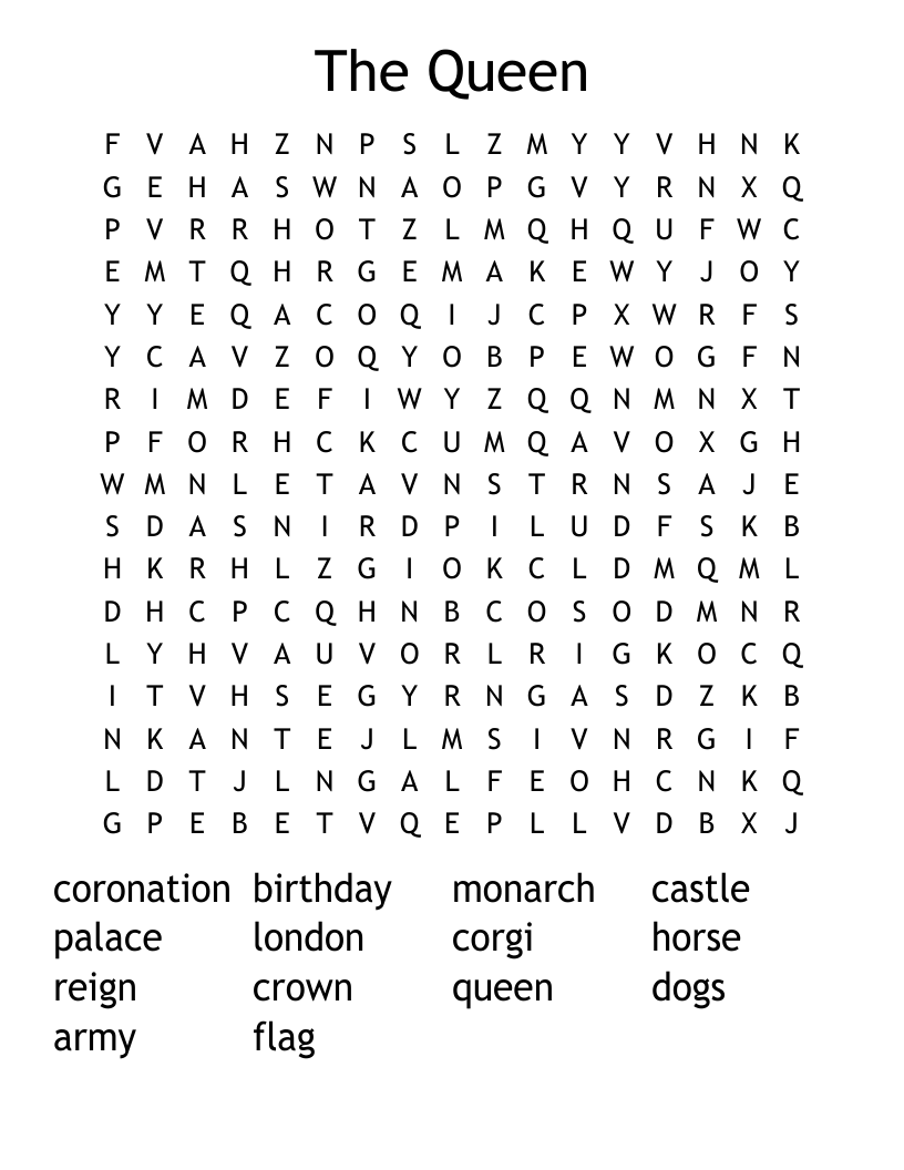 The Queen Word Search
