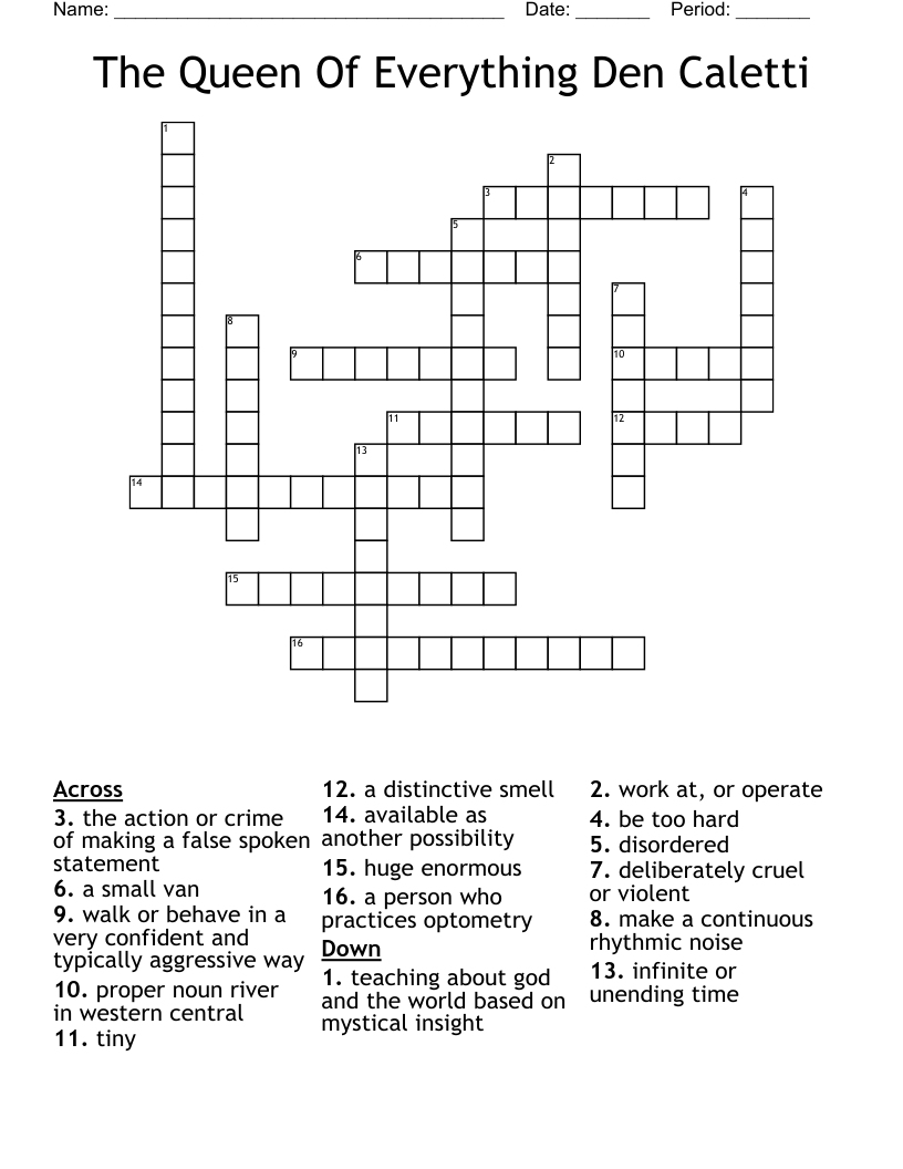 The Queen Of Everything Den Caletti Crossword
