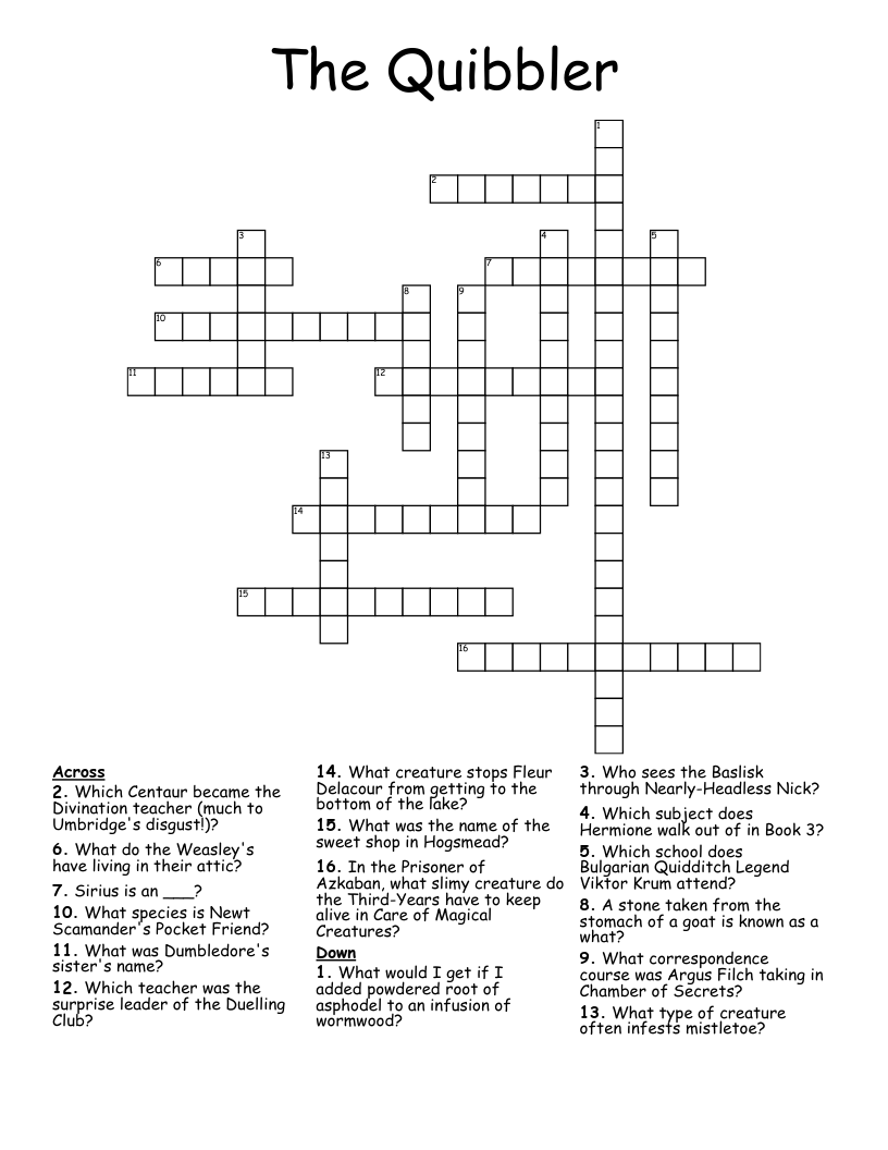 The Quibbler Crossword