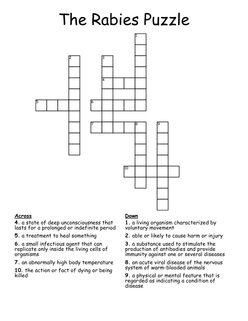 The Rabies Puzzle  Crossword