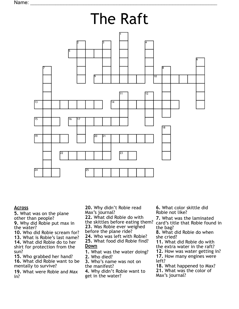 The Raft Crossword