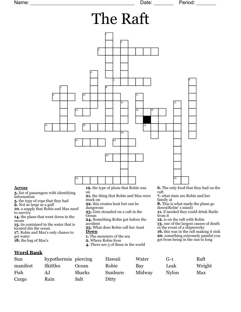 The Raft Crossword